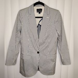 JCrew Blue and White stripe one button Alfie Blazer